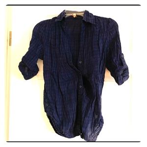 Blue and Black Plaid Button-Down